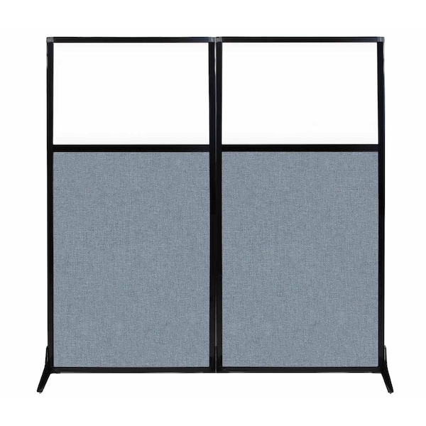 Work Station Screen 66" x 70" Powder Blue Fabric With Clear Window